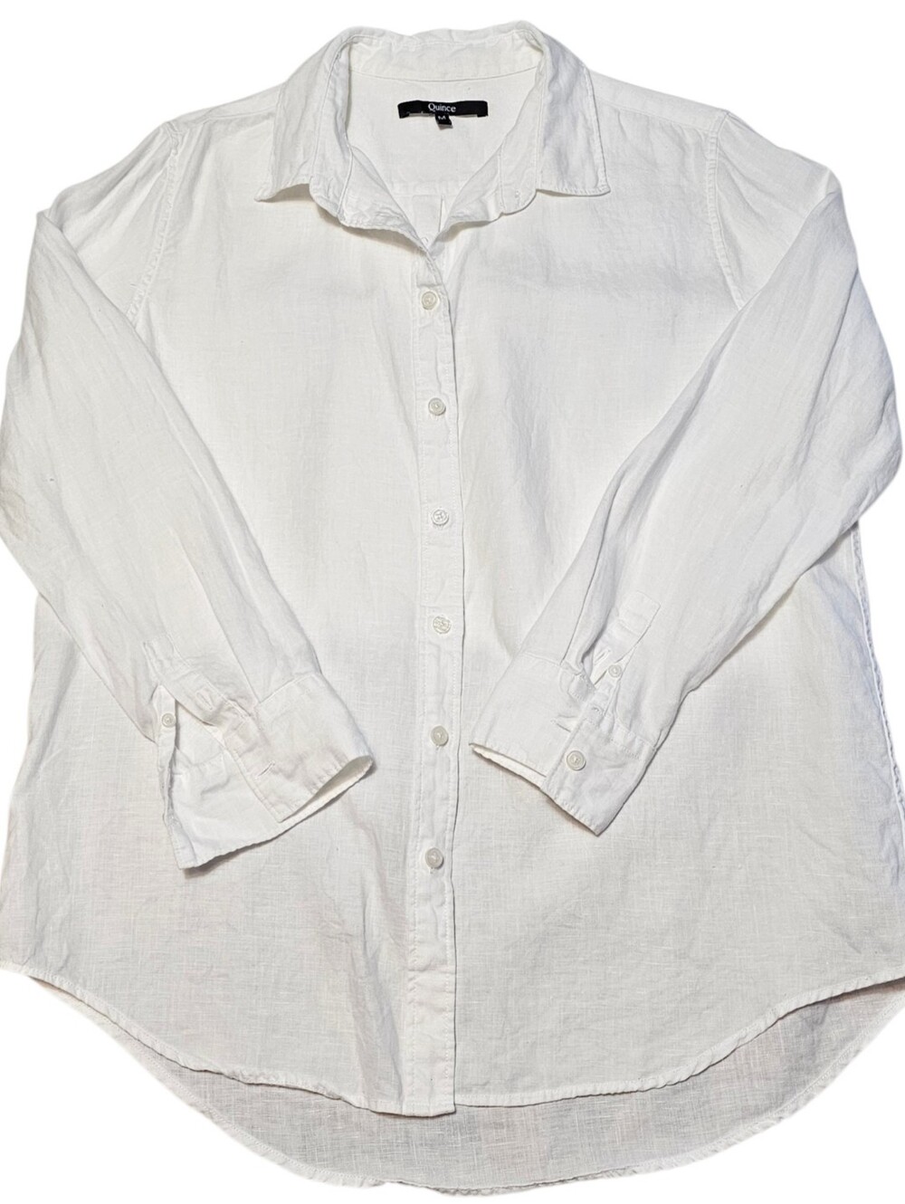 Quince Womens 100% European Linen Oversized Shirt Button Front White Tunic M